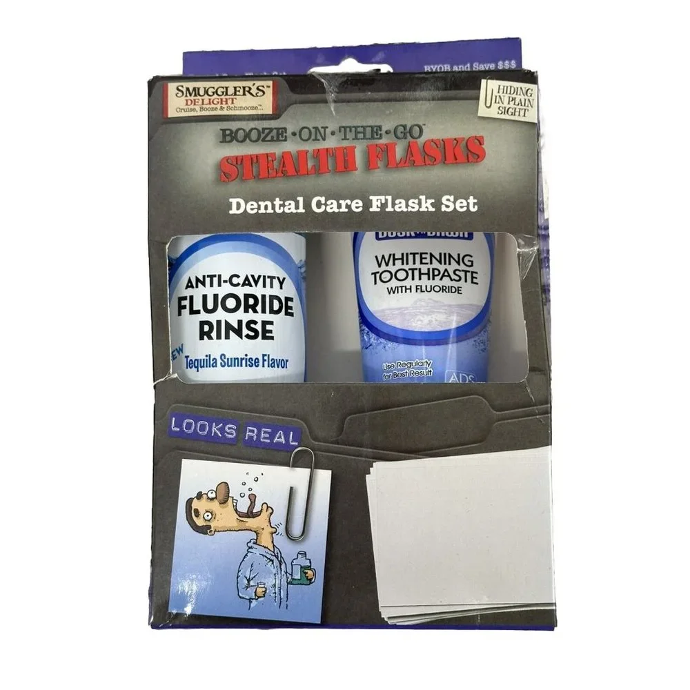 Stealth Flask Booze On The Go Dental‎ Care Flask Set Smuggler Set Toothpaste NIB